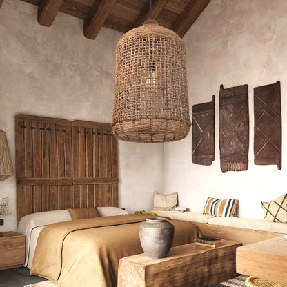 Oversize Rattan Pendant Light Kitchen Island Woven Cage Lampshade