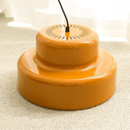 Modern Style Cylindrical Shade Metal Hanging Light in Orange