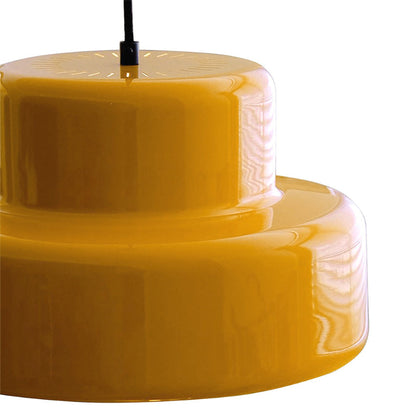 Modern Style Cylindrical Shade Metal Hanging Light in Orange