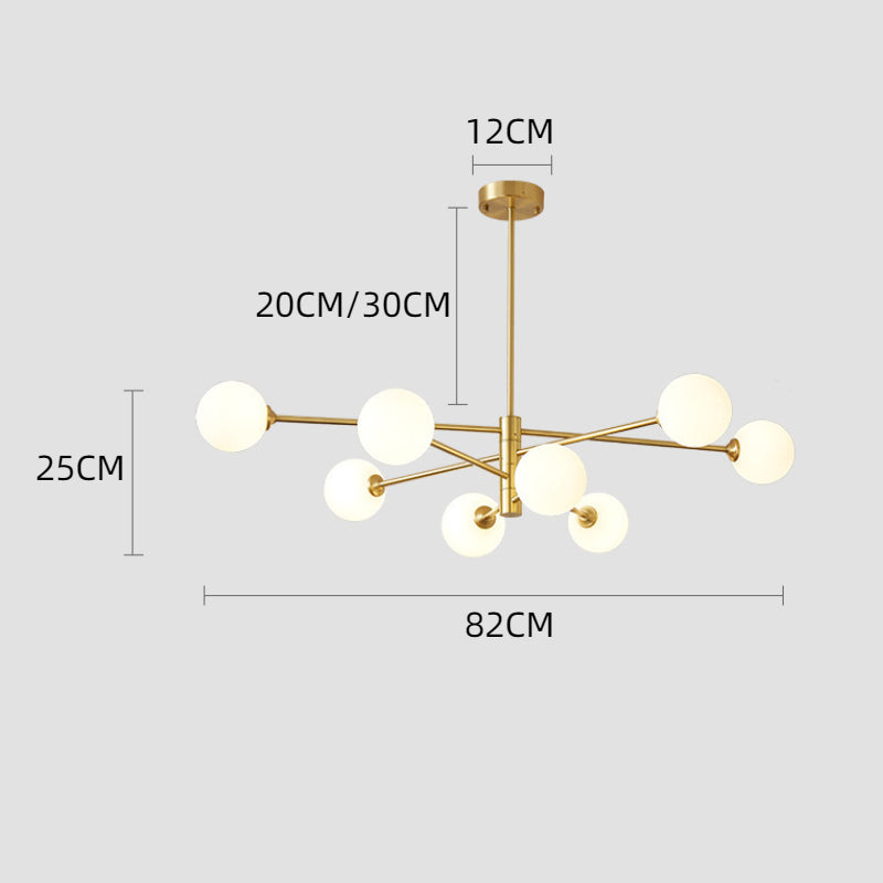 6-Light Modern Gold Sputnik Chandelier - Mid-Century Globe Lamp