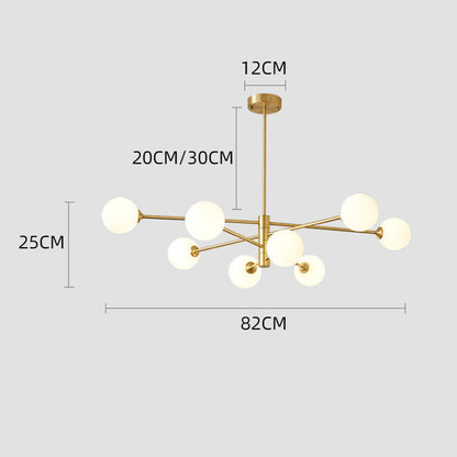 6-Light Modern Gold Sputnik Chandelier - Mid-Century Globe Lamp