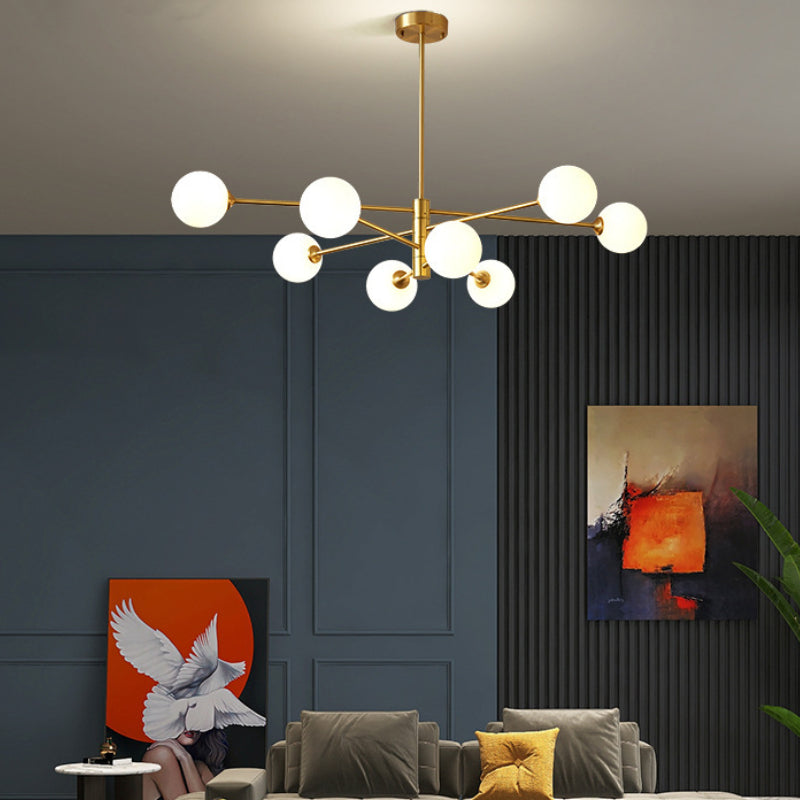 6-Light Modern Gold Sputnik Chandelier - Mid-Century Globe Lamp
