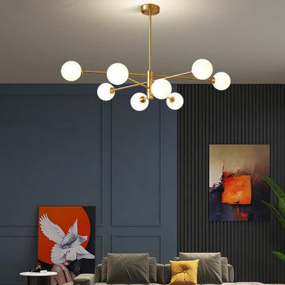 6-Light Modern Gold Sputnik Chandelier - Mid-Century Globe Lamp
