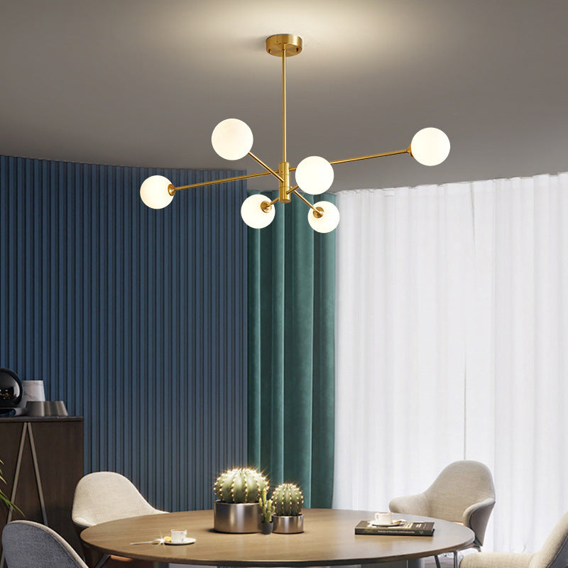 6-Light Modern Gold Sputnik Chandelier - Mid-Century Globe Lamp