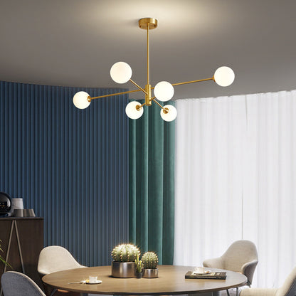 6-Light Modern Gold Sputnik Chandelier - Mid-Century Globe Lamp