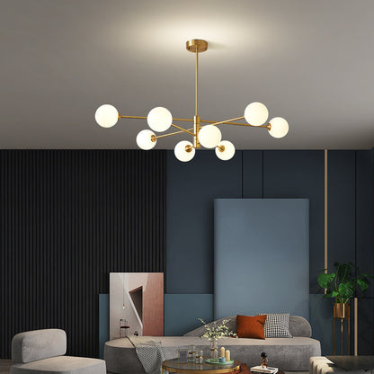 6-Light Modern Gold Sputnik Chandelier - Mid-Century Globe Lamp