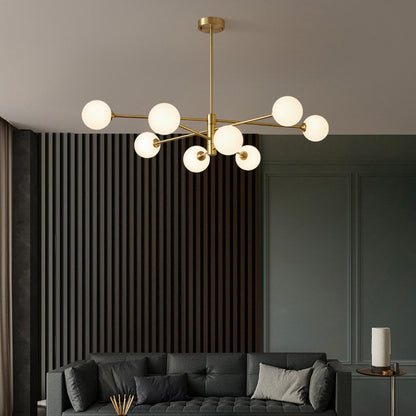 6-Light Modern Gold Sputnik Chandelier - Mid-Century Globe Lamp