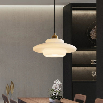Mid Century Milk Glass Pendant Light - Mid-Century Opal Glass Saucer Lamp