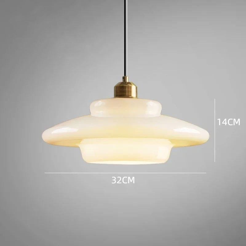 Mid Century Milk Glass Pendant Light - Mid-Century Opal Glass Saucer Lamp