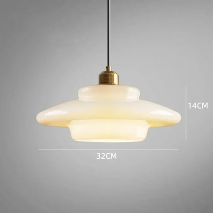 Mid Century Milk Glass Pendant Light - Mid-Century Opal Glass Saucer Lamp