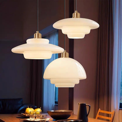 Mid Century Style Milk White Glass Pendant Light