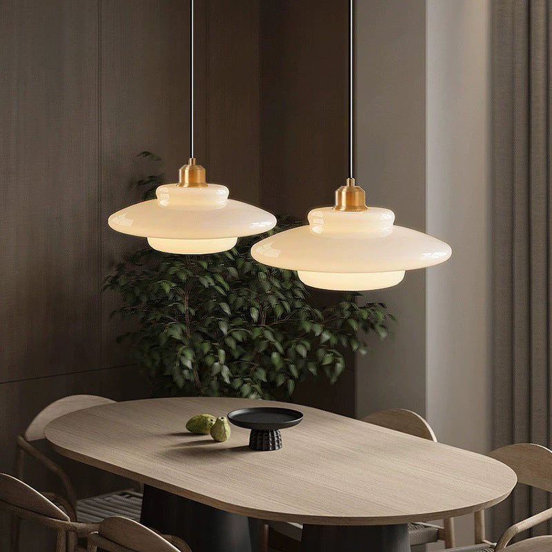 Mid Century Style Milk White Glass Pendant Light