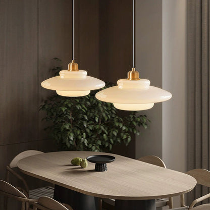 Mid Century Style Milk White Glass Pendant Light