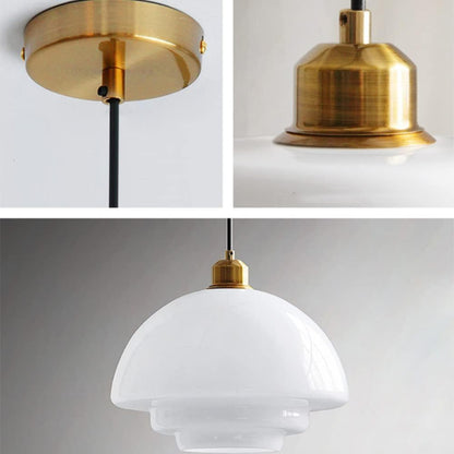 Mid Century Style Milk White Glass Pendant Light
