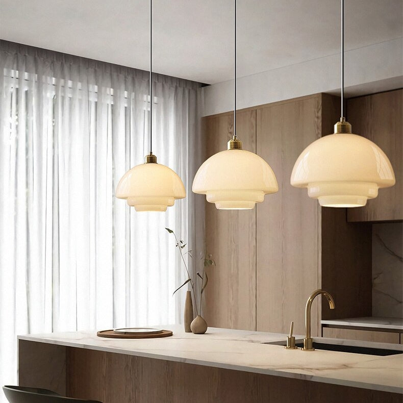 Mid Century Style Milk White Glass Pendant Light
