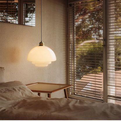 Mid Century Style Milk White Glass Pendant Light