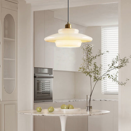 Mid Century Style Milk White Glass Pendant Light