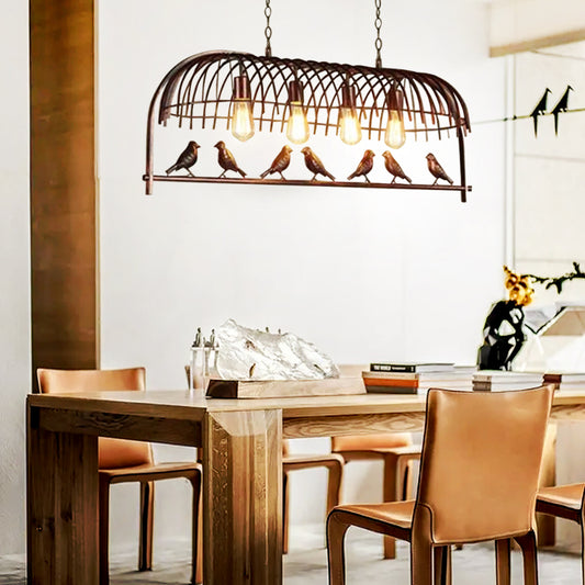 Industrial Style Metal birdcage chandelier-[Modern pendant lighting for bedroom and living space]-Demolights UK