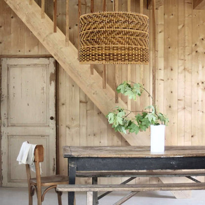 Montecito Drum Shape Rattan Pendant Light for Kitchen Islands
