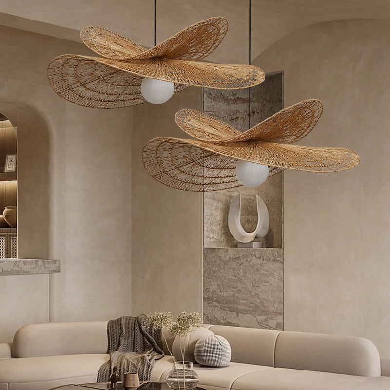 Double Tier Hemp Rope Pendant Light-[Modern pendant lighting for bedroom and living space]-Demolights UK