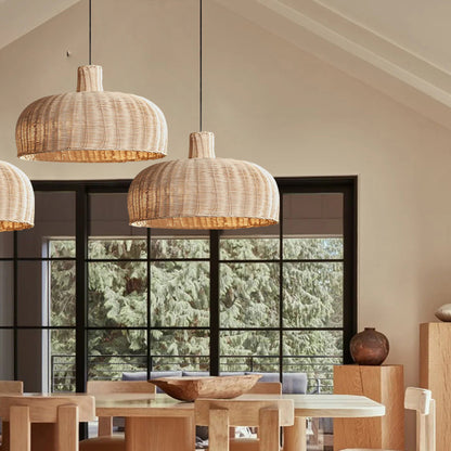 Retro Rattan Japanese Handwoven Restaurant Chandelier