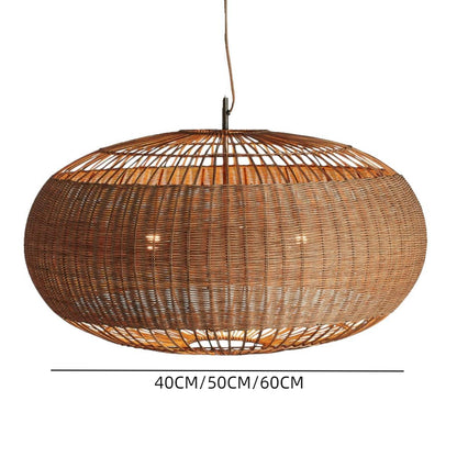 Rattan chandelier retro Japanese style wabi-sabi style bamboo pendant light