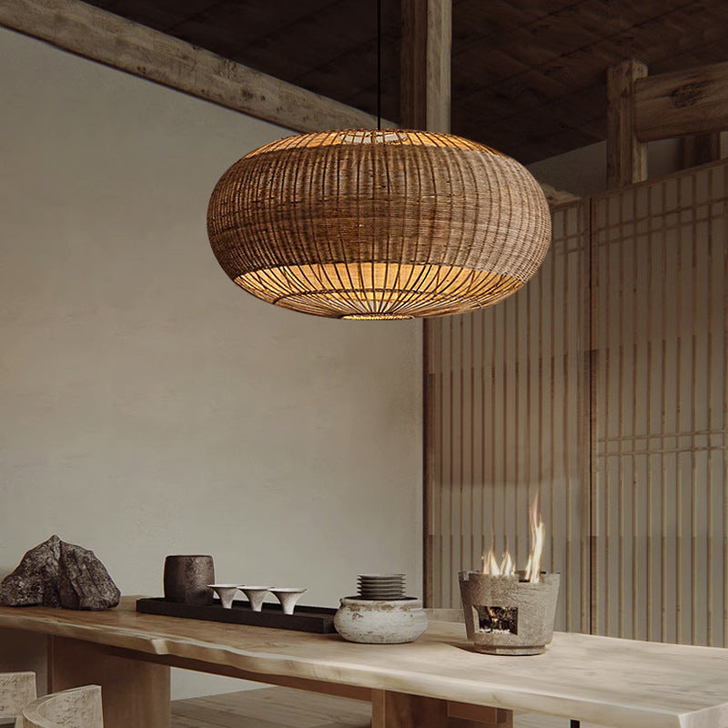 Rattan chandelier retro Japanese style wabi-sabi style bamboo pendant light