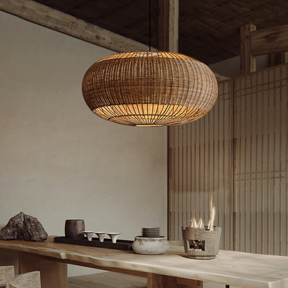 Rattan chandelier retro Japanese style wabi-sabi style bamboo pendant light