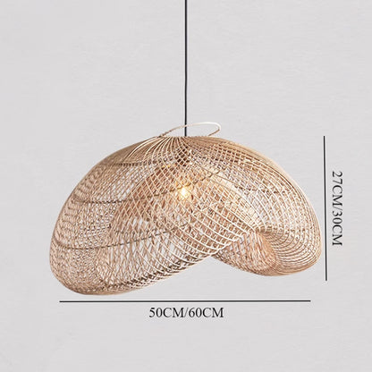 Wabi-Sabi Style Japanese Rattan Pendant Light Fixture For Living Room
