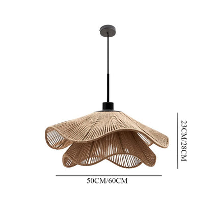 Double Layer Hemp Rope Umbrella Pendant Light