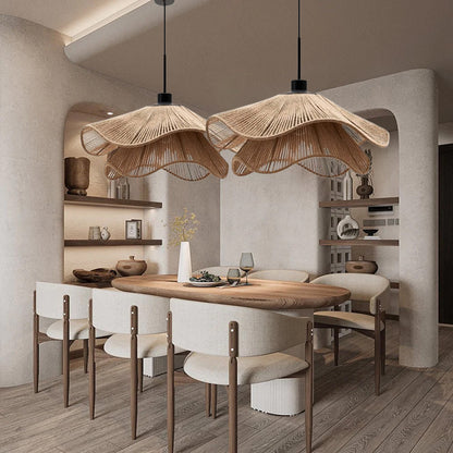 Double Layer Hemp Rope Umbrella Pendant Light