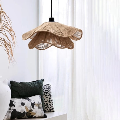 Double Layer Hemp Rope Umbrella Pendant Light