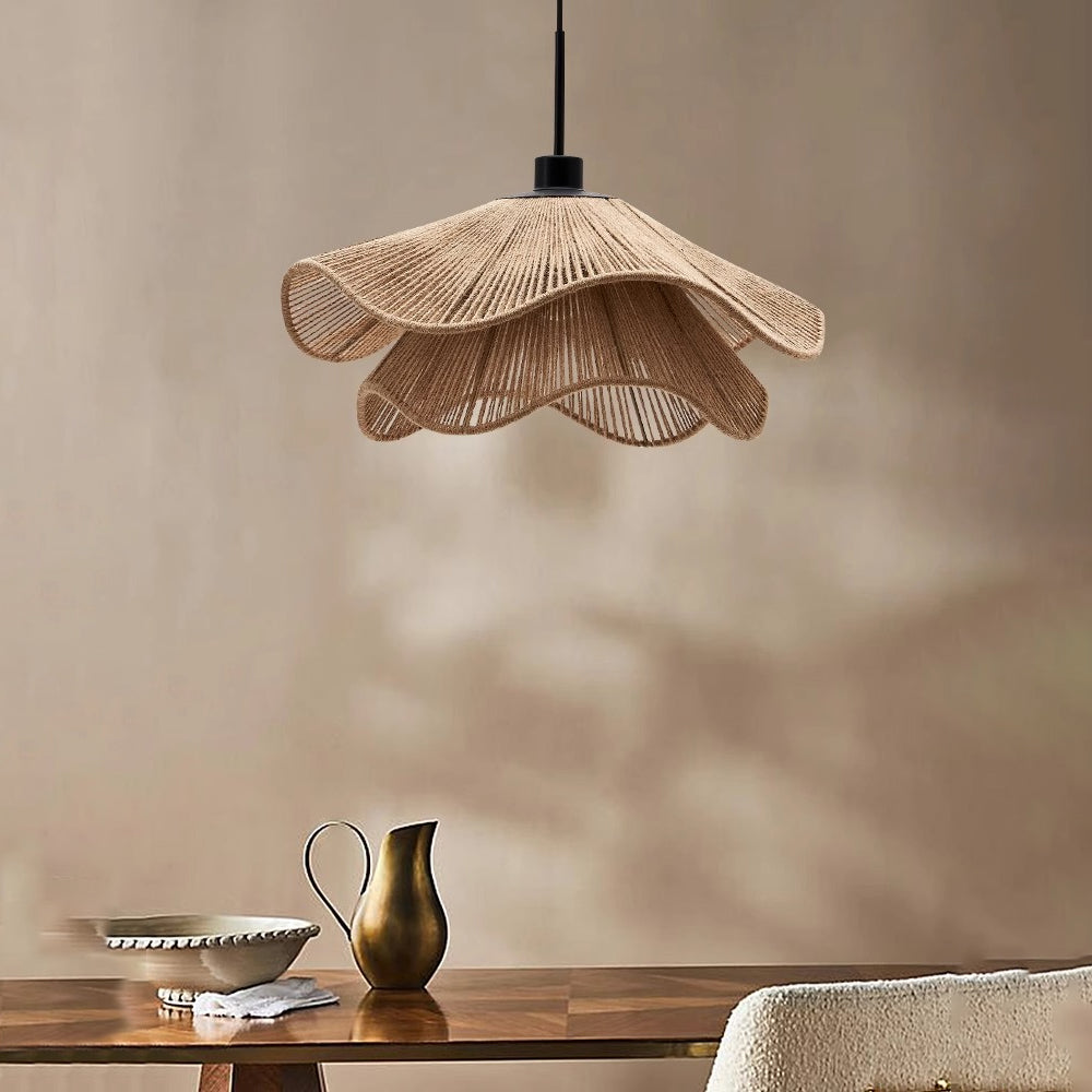Double Layer Hemp Rope Umbrella Pendant Light