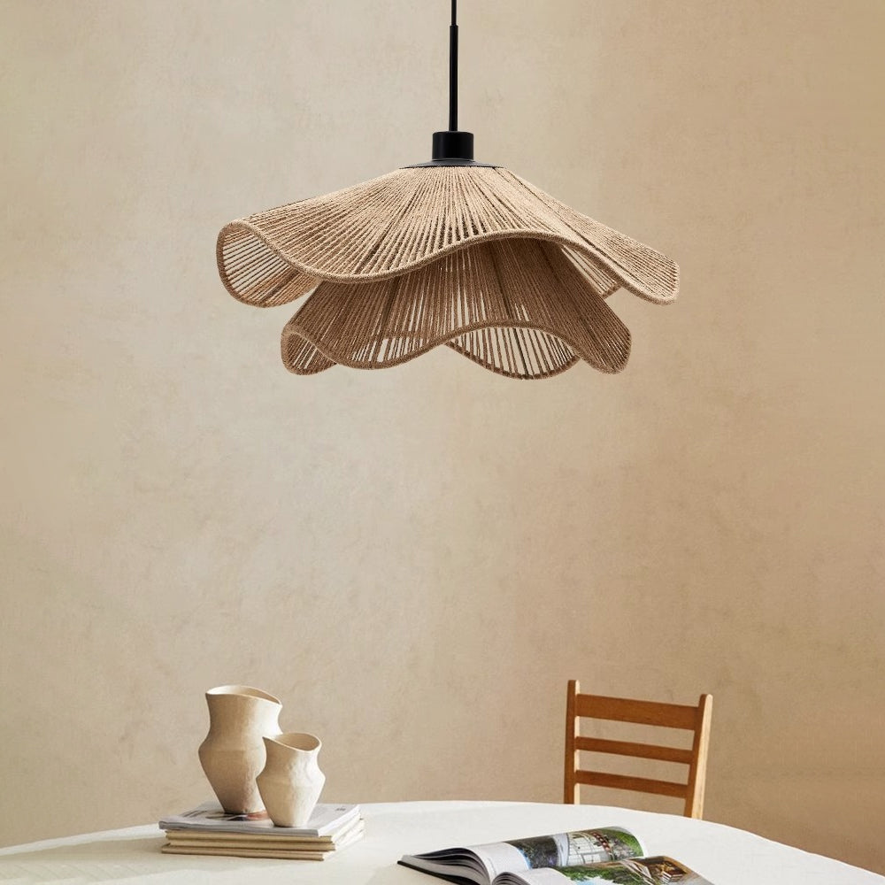 Double Layer Hemp Rope Umbrella Pendant Light
