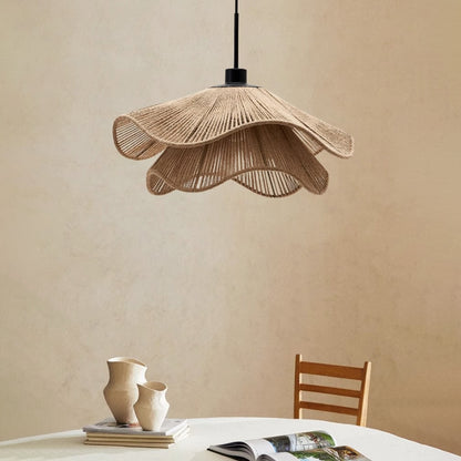 Double Layer Hemp Rope Umbrella Pendant Light