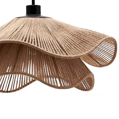 Double Layer Hemp Rope Umbrella Pendant Light