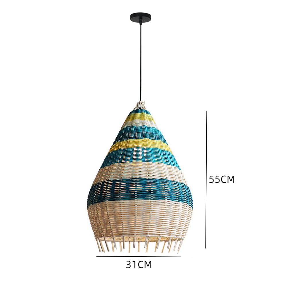 Kitchen Island Blue Rattan Pendant Light