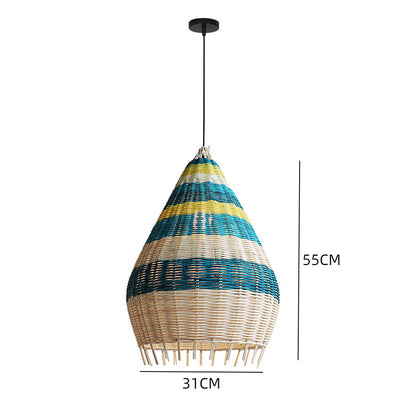 Kitchen Island Blue Rattan Pendant Light