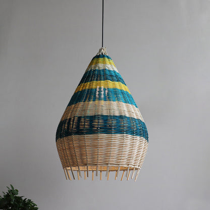 Kitchen Island Blue Rattan Pendant Light