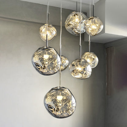 Modern Melt Pendant Light - Irregular Mirror Lava Glass Chandelier