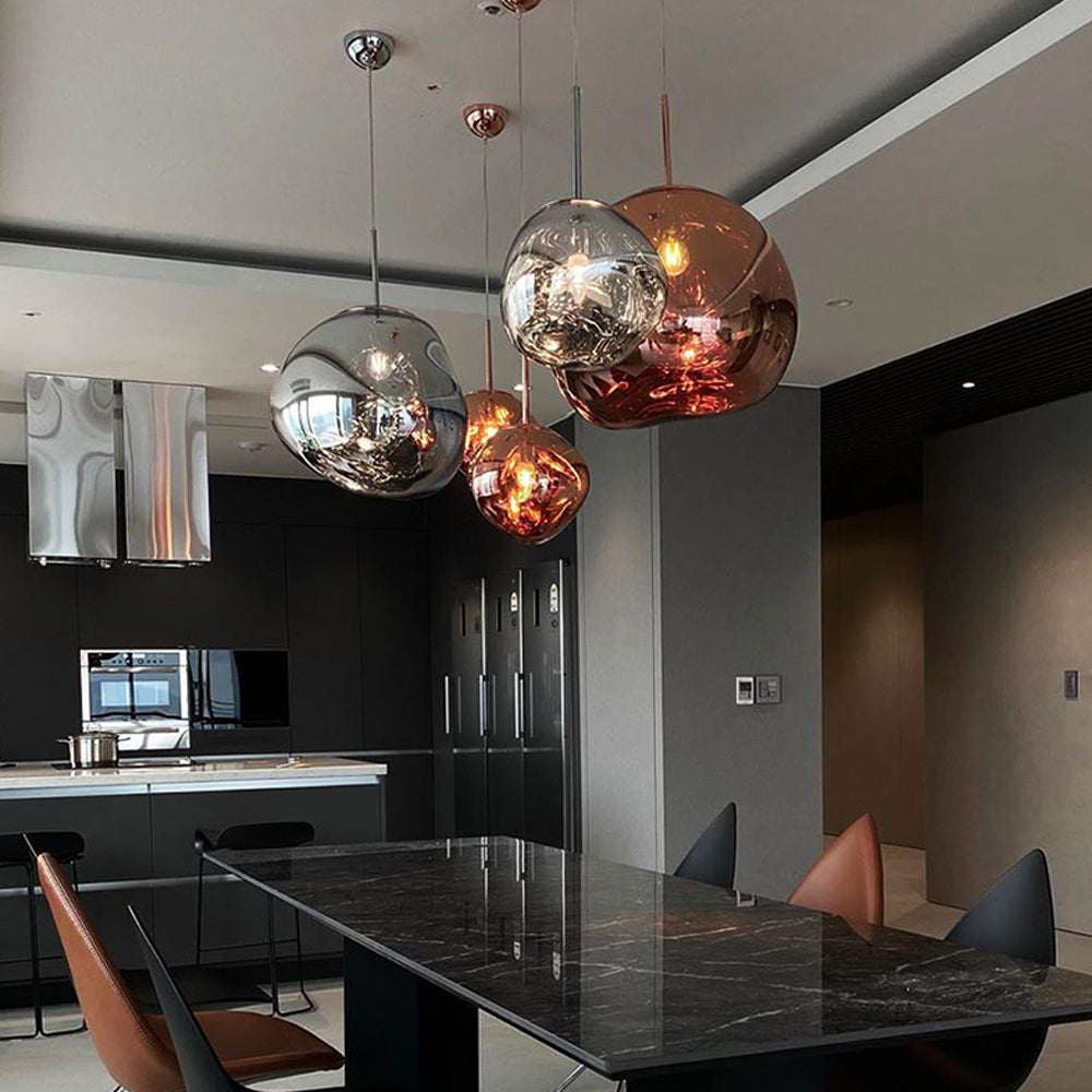 Modern Melt Pendant Light - Irregular Mirror Lava Glass Chandelier