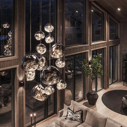 Modern Melt Pendant Light - Irregular Mirror Lava Glass Chandelier