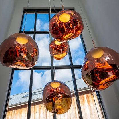 Modern Melt Pendant Light - Irregular Mirror Lava Glass Chandelier