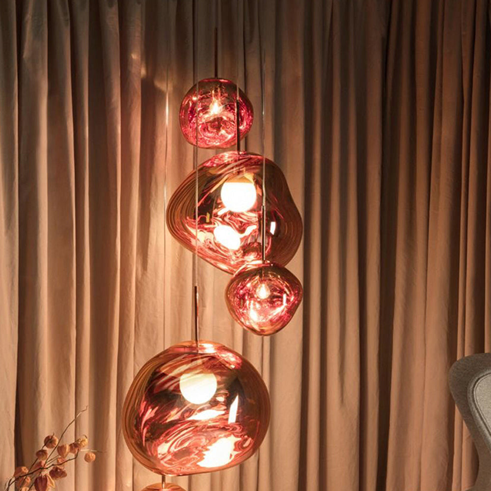 Modern Melt Pendant Light - Irregular Mirror Lava Glass Chandelier