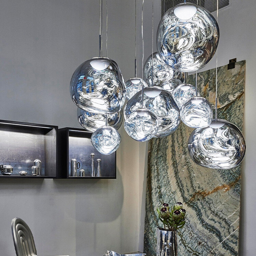 Modern Melt Pendant Light - Irregular Mirror Lava Glass Chandelier