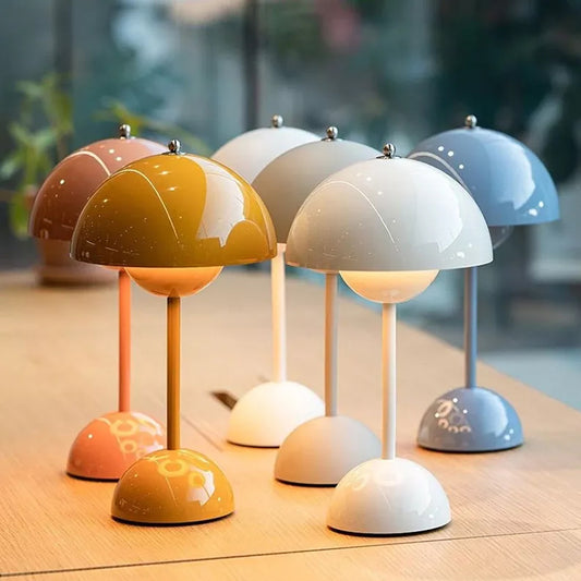Danish Design Flowerpot Table Lamp Mushroom Metal Desk Lamp-[Modern pendant lighting for bedroom and living space]-Demolights UK