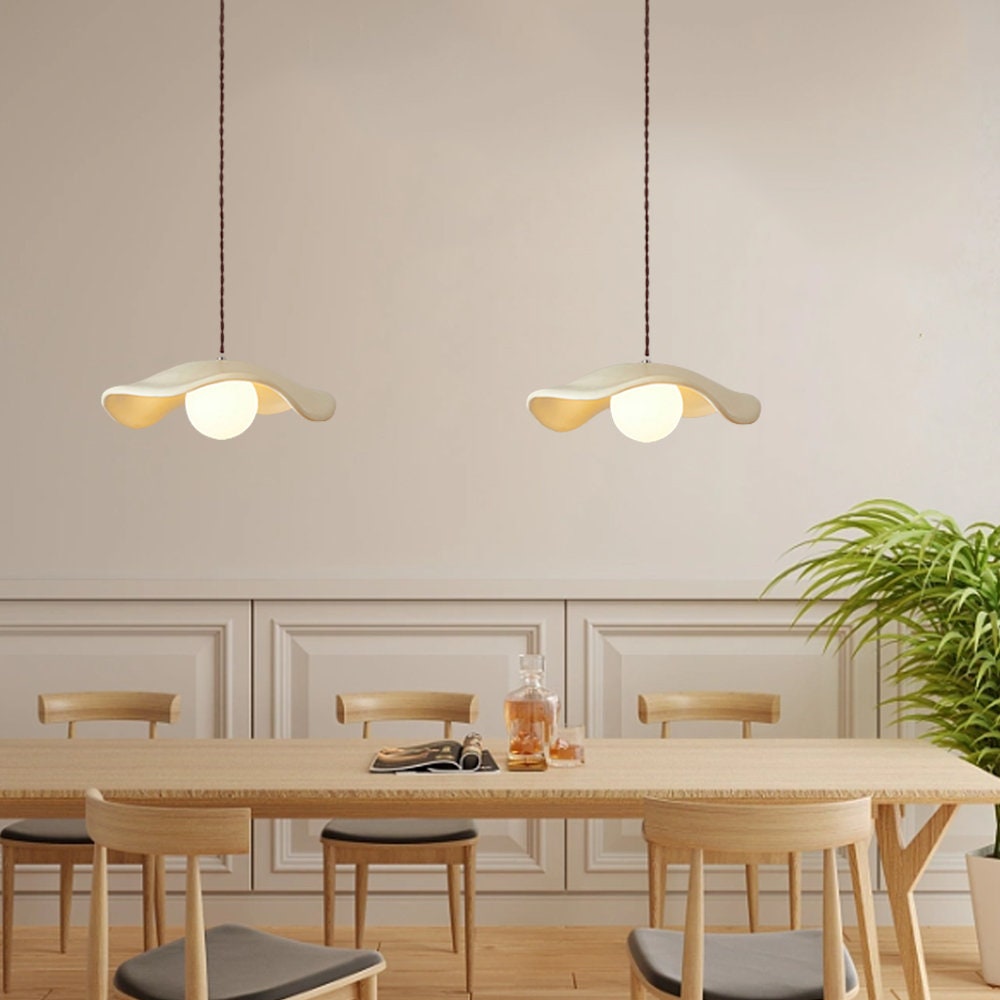Cream Green Style Dining Room Pendant Light Creative Resin Pendant Lamp Shade