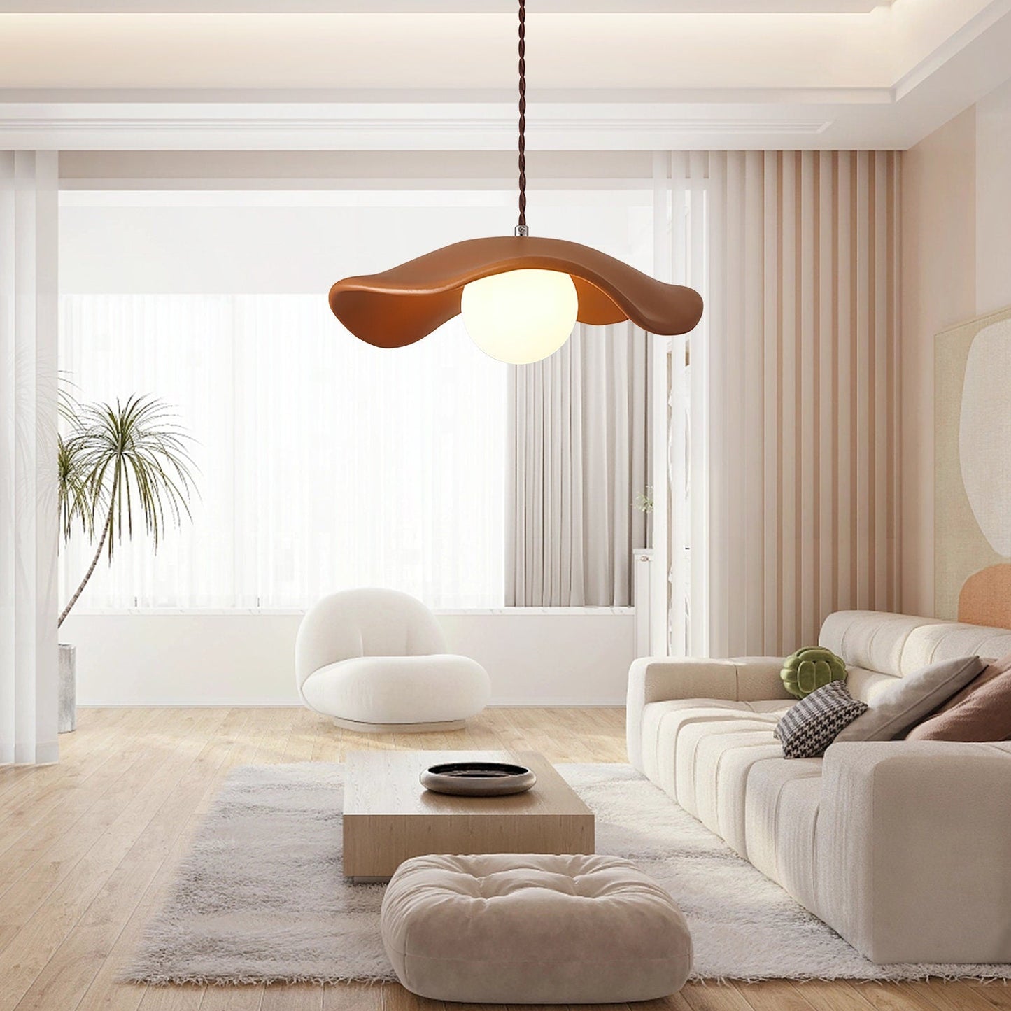 Cream Green Style Dining Room Pendant Light Creative Resin Pendant Lamp Shade