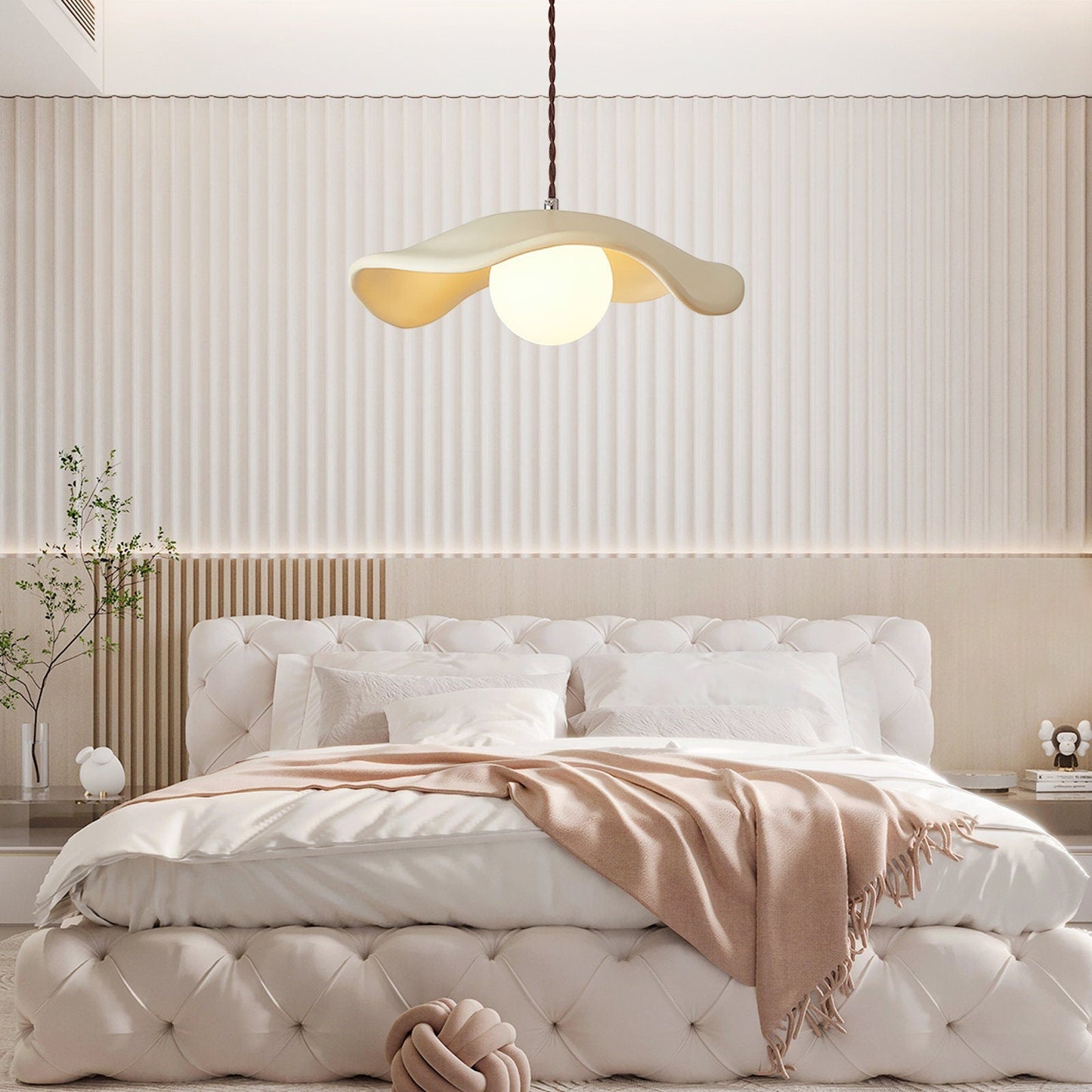 Cream Green Style Dining Room Pendant Light Creative Resin Pendant Lamp Shade