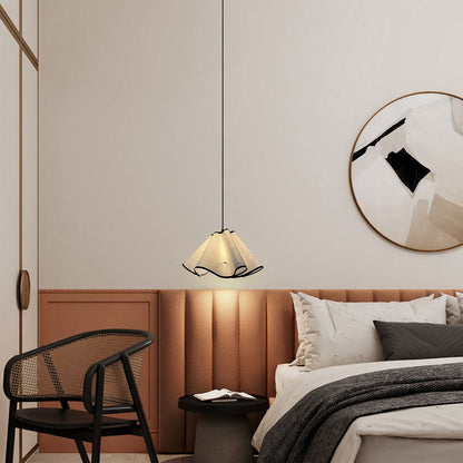 Fabric Vintage Style Pendant Light Art Petal Chandelier Cream Style Bedroom Bedside Hanging Lamp